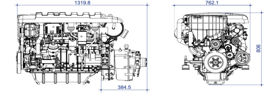 LVM ML 706 moottorin mittakuvat