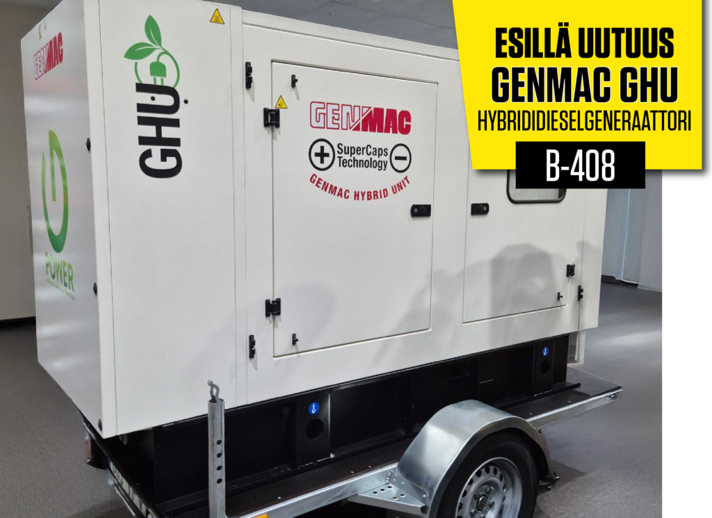 Osastollamme B-408 esillä uutuus Genmac GHU hybrididieselgeneraattori